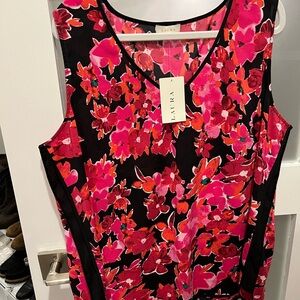 Laura Floral Sleeveless Top - Pink and Black